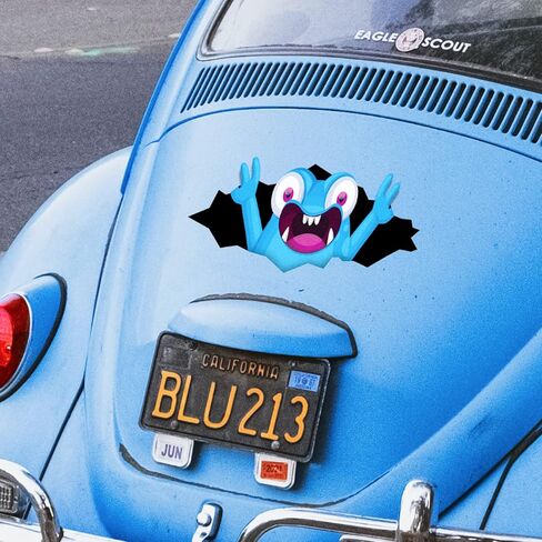 ملصقات Stickios Bumper للسيارات - ملصق سيارة مضحك Peeking Monster مقاس 11x4.25 بوصة - ملصق فينيل مقاوم للماء قابل للتقشير واللصق - صنع في الولايات المتحدة الأمريكية - Peekablue (أزرق لطيف) in Kuwait