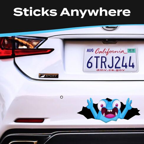 ملصقات Stickios Bumper للسيارات - ملصق سيارة مضحك Peeking Monster مقاس 11x4.25 بوصة - ملصق فينيل مقاوم للماء قابل للتقشير واللصق - صنع في الولايات المتحدة الأمريكية - Peekablue (أزرق لطيف) in Kuwait