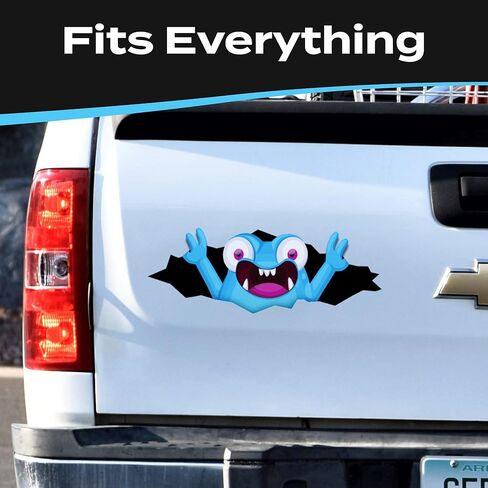 ملصقات Stickios Bumper للسيارات - ملصق سيارة مضحك Peeking Monster مقاس 11x4.25 بوصة - ملصق فينيل مقاوم للماء قابل للتقشير واللصق - صنع في الولايات المتحدة الأمريكية - Peekablue (أزرق لطيف) in Kuwait