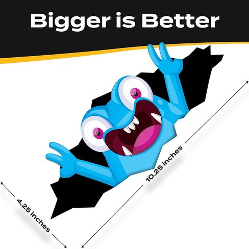 ملصقات Stickios Bumper للسيارات - ملصق سيارة مضحك Peeking Monster مقاس 11x4.25 بوصة - ملصق فينيل مقاوم للماء قابل للتقشير واللصق - صنع في الولايات المتحدة الأمريكية - Peekablue (أزرق لطيف) in Kuwait