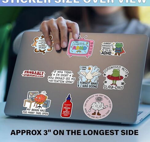 (10Pcs - 3inch) Funny ADHD Sticker Mental Health Neurodivergent Neurodiversity Cute Motivational Stickers Waterproof Vinyl Decals for Water Bottle Tumbler Luggage Laptop Scrapbooking in Saudi Arabia