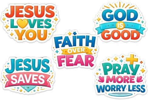 5 pcs Christian Stickers Jesus Saves, Faith Over Fear Sticker Decal, 5 in - for Car Bumper, Laptop or Any Smooth Surface (Black) in Kuwait