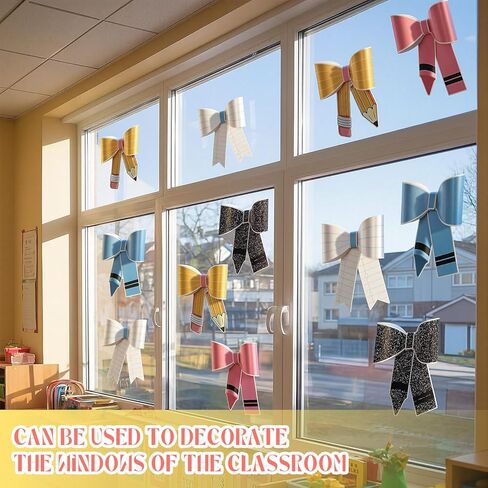 Marspark 30 Pcs 3D Pencil Bow Classroom Decor Back to School Decoration Pastel Composition Paper Bow Bulletin Board Decor for Teacher Classroom Chalkboard Window Door Wall Decoration in Kuwait