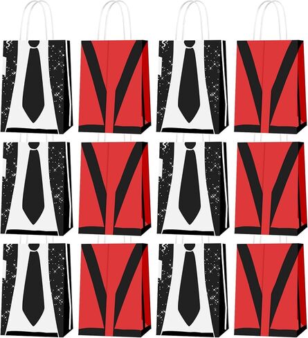 Pop Star Themed Paper Gift Bags, Red and Black, Birthday Party Favor Bags, 12 Pack in Kuwait