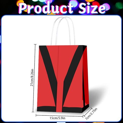 Pop Star Themed Paper Gift Bags, Red and Black, Birthday Party Favor Bags, 12 Pack in Kuwait