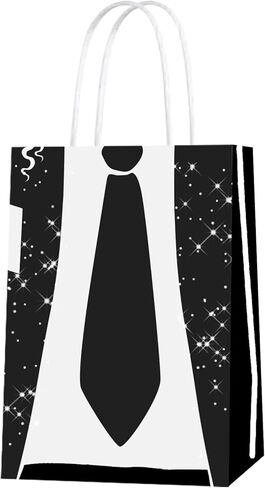 Pop Star Themed Paper Gift Bags, Red and Black, Birthday Party Favor Bags, 12 Pack in Kuwait