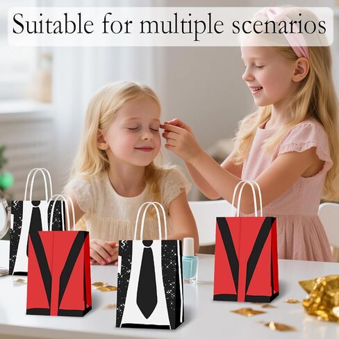 Pop Star Themed Paper Gift Bags, Red and Black, Birthday Party Favor Bags, 12 Pack in Kuwait