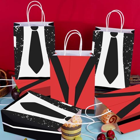 Pop Star Themed Paper Gift Bags, Red and Black, Birthday Party Favor Bags, 12 Pack in Kuwait