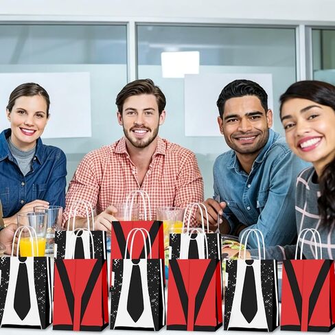 Pop Star Themed Paper Gift Bags, Red and Black, Birthday Party Favor Bags, 12 Pack in Kuwait