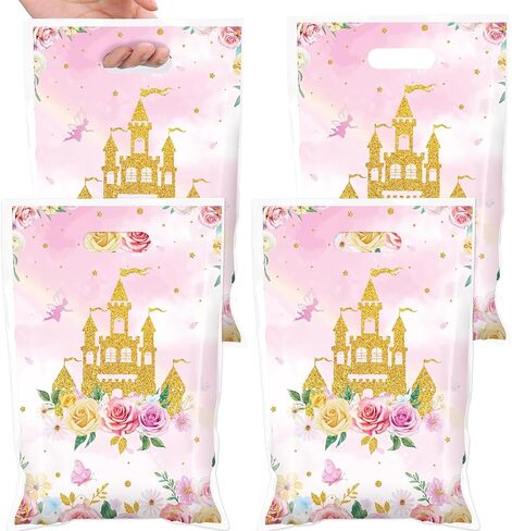 50Pcs Princess Prince Party Favor Bags Prince and Princess Party Decorations Crown Castle Floral Birthday Bag Princesses Goodie Candy Bags Princesses Plastic Bag for Baby Shower Wedding Favor Supplies in Saudi Arabia