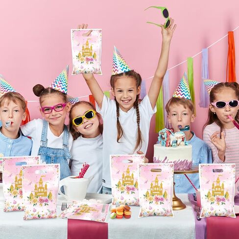 50Pcs Princess Prince Party Favor Bags Prince and Princess Party Decorations Crown Castle Floral Birthday Bag Princesses Goodie Candy Bags Princesses Plastic Bag for Baby Shower Wedding Favor Supplies in Saudi Arabia