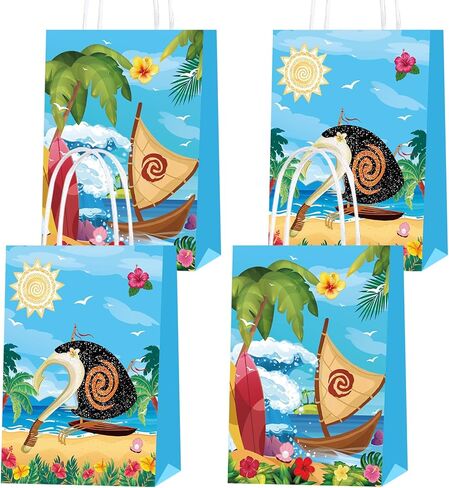 20 PCS Ocean Girl Gift Bags with Handles, Kraft Paper Party Candy Bags Goodie Treat Bag for Birthday Party Supplies in Kuwait