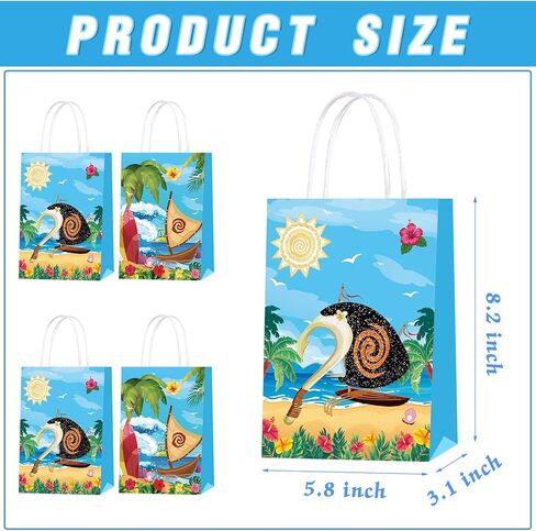 20 PCS Ocean Girl Gift Bags with Handles, Kraft Paper Party Candy Bags Goodie Treat Bag for Birthday Party Supplies in Kuwait