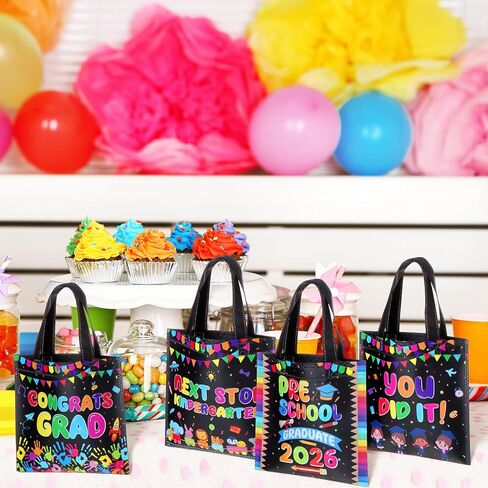 Preschool 32 Pcs Graduation Bags Non-Woven Bags with Handles Congrats Grad Treat Bags Kindergarten Graduation Gifts Bag for Kindergarten Souvenirs Graduation Theme Party Gift Wrapping (4 Style) in Saudi Arabia