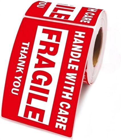 1x3 Fragile Stickers for Shipping and Moving, HUOJI 500 Fragile Labels/Roll, Handle with Care Strong Adhesive Warning Stickers in Saudi Arabia