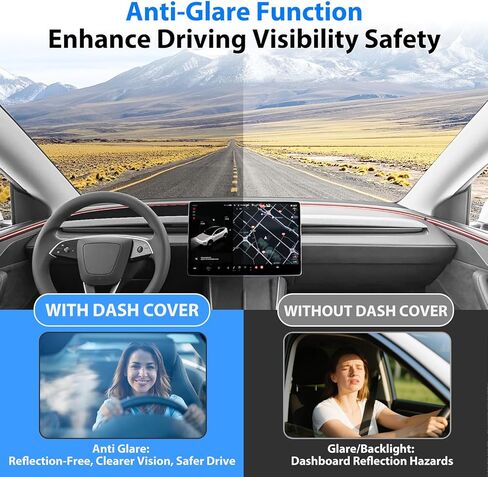 Dashboard Cover for 2025 2026 New Tesla Model Y Juniper Accessories, Anti Glare Suede Dash Mat for Sun Protection & Heat Reduction, No Glare Dashboard Pad Fit for Model Y Juniper Accessories (Black) in Saudi Arabia
