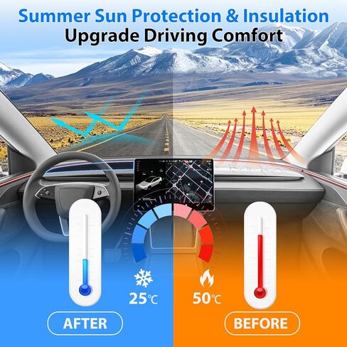 Dashboard Cover for 2025 2026 New Tesla Model Y Juniper Accessories, Anti Glare Suede Dash Mat for Sun Protection & Heat Reduction, No Glare Dashboard Pad Fit for Model Y Juniper Accessories (Black) in Saudi Arabia