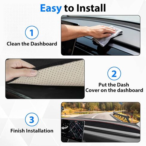 Dashboard Cover for 2025 2026 New Tesla Model Y Juniper Accessories, Anti Glare Suede Dash Mat for Sun Protection & Heat Reduction, No Glare Dashboard Pad Fit for Model Y Juniper Accessories (Black) in Saudi Arabia