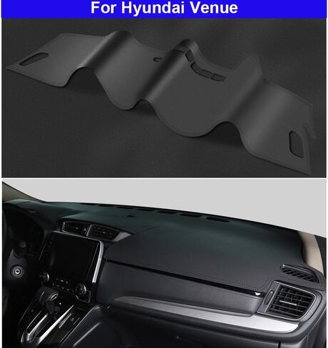 1Pcs New Black Leather Car Dashboard Sun Cover Non Slip Dash Mat Cover Compatible for Hyundai Venue 2020 2021 2022 2023 2024 2025 2026 in Saudi Arabia