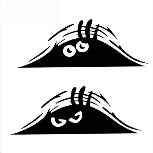 Peeking Monster Sticker - Funny Decal for Window Bumper Sticker Auto Car Wall Closet - Black, 2Pack in Kuwait