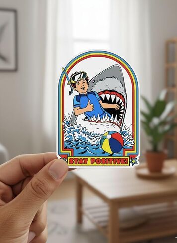 AK Most Funniest Stay Positive Shark، ملصقات من الفينيل للسيارة | فان | شاحنات | دراجة نارية | الوفير | حجم النافذة لأي سطح أملس: 5 بوصة in Kuwait