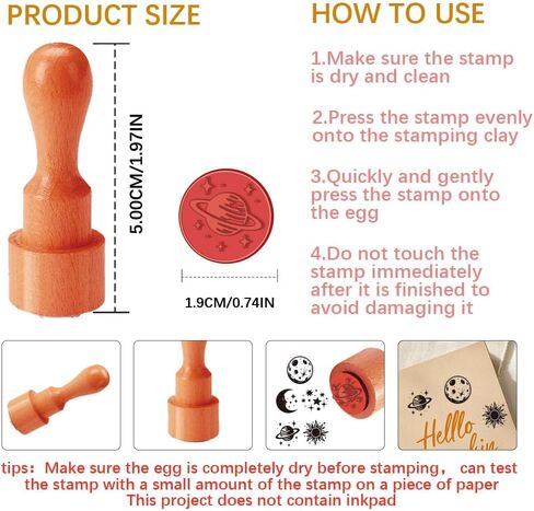 AHANDMAKER 5 Styles Mini Wooden Rubber Stamps, Stars and Moon Patterns Round Handle Wood Stamps Celestial Theme Wooden Stamp for DIY Crafting Card Making Letter Diary Decoration(No Ink Include in Kuwait