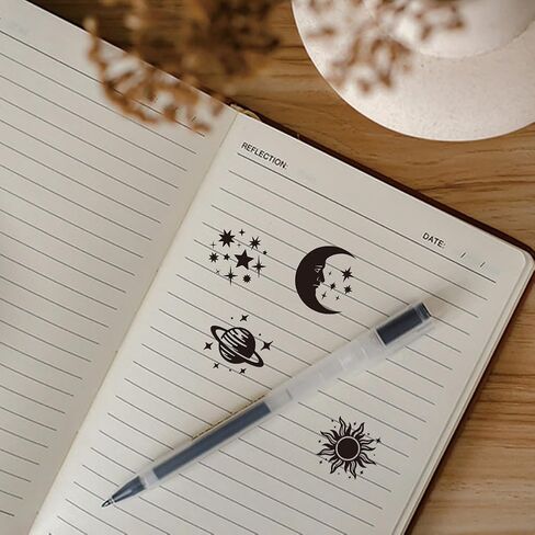 AHANDMAKER 5 Styles Mini Wooden Rubber Stamps, Stars and Moon Patterns Round Handle Wood Stamps Celestial Theme Wooden Stamp for DIY Crafting Card Making Letter Diary Decoration(No Ink Include in Kuwait