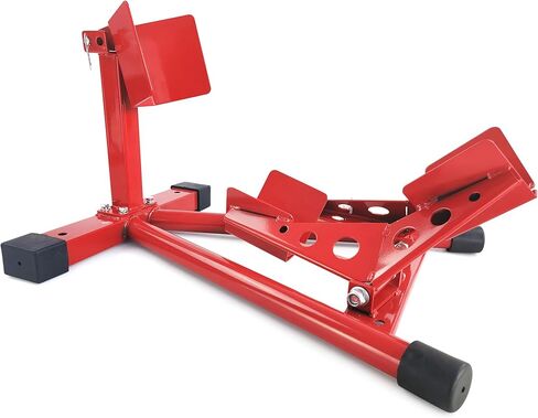 Universal Heavy Duty Motorcycle Wheel Chock Stand, 1500 Lb Capacity, Adjustable for 16-21 in Wheels, Front Tire Parking Chock for Trailer Transport & Garage Storage, Red in Saudi Arabia