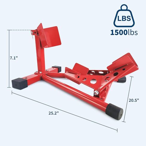 Universal Heavy Duty Motorcycle Wheel Chock Stand, 1500 Lb Capacity, Adjustable for 16-21 in Wheels, Front Tire Parking Chock for Trailer Transport & Garage Storage, Red in Saudi Arabia