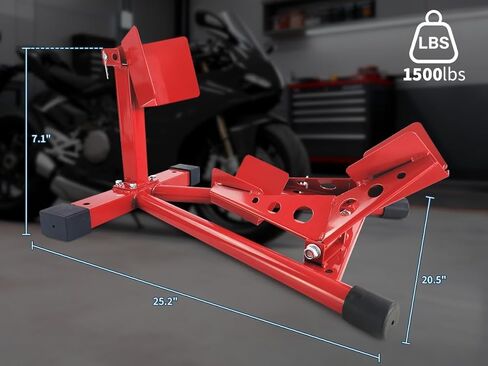 Universal Heavy Duty Motorcycle Wheel Chock Stand, 1500 Lb Capacity, Adjustable for 16-21 in Wheels, Front Tire Parking Chock for Trailer Transport & Garage Storage, Red in Saudi Arabia
