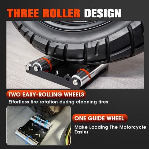 Motorcycle Wheel Cleaning Stand,Universal Adjustable Wheel Roller Stand for Motorcycles Dirt Bikes like Ninja 400/YZF R3/GSXR Tire Cleaning & Chain Maintenance (Weight < 700 LBS & Tire Width <250 mm) in Kuwait
