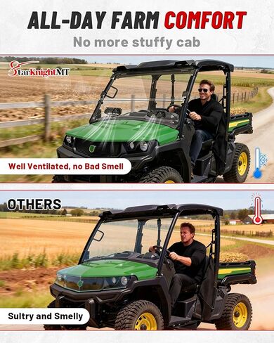 StarknightMT Vented Full Windshield Compatible with 2018+ Gator XUV 835E 835M 865E 865M, 2‑in‑1 Farm & Ranch Front Window Scratch‑Resistant Hard Coated PC Clear Heavy‑Duty Windscreen Parts in Kuwait