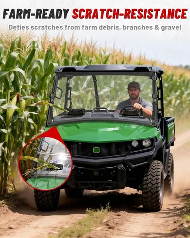 StarknightMT Vented Full Windshield Compatible with 2018+ Gator XUV 835E 835M 865E 865M, 2‑in‑1 Farm & Ranch Front Window Scratch‑Resistant Hard Coated PC Clear Heavy‑Duty Windscreen Parts in Kuwait