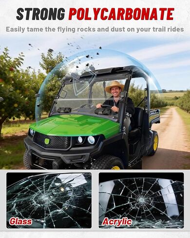 StarknightMT Vented Full Windshield Compatible with 2018+ Gator XUV 835E 835M 865E 865M, 2‑in‑1 Farm & Ranch Front Window Scratch‑Resistant Hard Coated PC Clear Heavy‑Duty Windscreen Parts in Kuwait