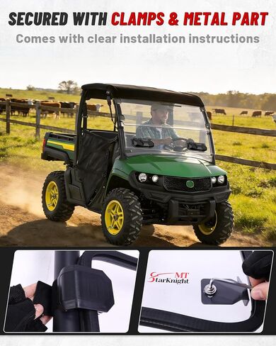 StarknightMT Vented Full Windshield Compatible with 2018+ Gator XUV 835E 835M 865E 865M, 2‑in‑1 Farm & Ranch Front Window Scratch‑Resistant Hard Coated PC Clear Heavy‑Duty Windscreen Parts in Kuwait