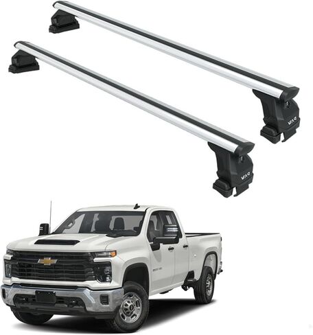 Fits Chevy/Chevrolet Silverado 2500/3500 Roof Rack Cross Bars (2014–Present) – Aluminum T-Slot Bars, Clamp-On, Lockable, Heavy-Duty, No-Drill for Bare Roof (Black) in Saudi Arabia