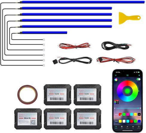 شريط إضاءة LED داخلي للسيارة من الأكريليك Dreamcolor مع تطبيق لاسلكي، RGB 22 في 1 مع 175 بوصة 600 مصباح LED من الألياف الضوئية مجموعات الإضاءة المحيطة بالسيارة، وظيفة مزامنة الموسيقى شريط LED نيون لإكسسوارات السيارات in Kuwait