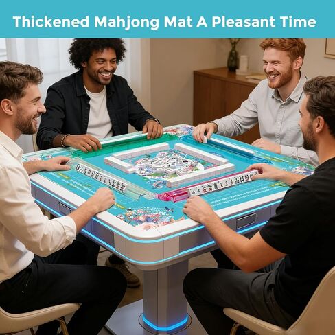 Mahjong Mat for Table 32x32 Inch, No Crease Roll-Up Design, Non-Slip Noise Reduction American Mahjong Mat with Carry Bag and Dice, Portable Gaming Mat for Mahjong, Poker, Card and Board Games in Saudi Arabia
