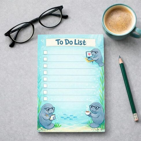 Manatee Sticky Notes Gifts,50 Sheets 4x6 Inch Ocean-Themed Notepad, Manatee Lover Gift Stationery Stuff Decor, Birthday Gifts for Men, Women, Office Coworker, Friend in Saudi Arabia