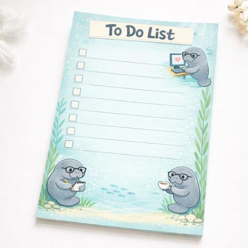 Manatee Sticky Notes Gifts,50 Sheets 4x6 Inch Ocean-Themed Notepad, Manatee Lover Gift Stationery Stuff Decor, Birthday Gifts for Men, Women, Office Coworker, Friend in Saudi Arabia