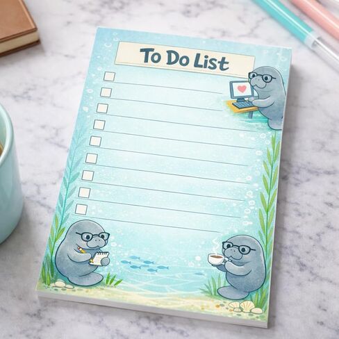 Manatee Sticky Notes Gifts,50 Sheets 4x6 Inch Ocean-Themed Notepad, Manatee Lover Gift Stationery Stuff Decor, Birthday Gifts for Men, Women, Office Coworker, Friend in Saudi Arabia