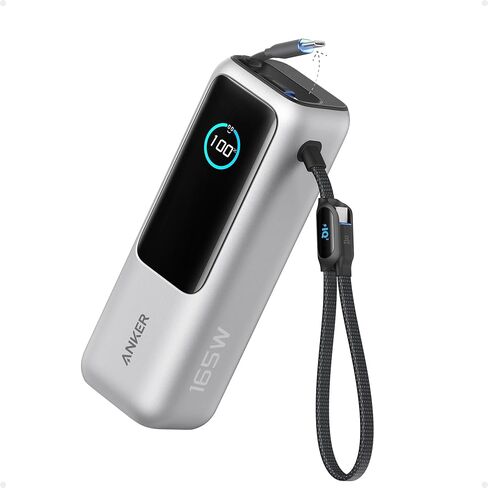 Anker Laptop Power Bank, 25,000mAh Portable Charger with Triple 100W USB-C Ports for Multi-Device Charging, Built-in and Retractable Cables, for iPhone 16/15 Series, MacBook, Samsung, and More in Kuwait