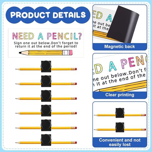 Sherr 10 Pack Magnetic Pencil Holder for Classroom Adhesive Pencil Parking for School Classroom Desk Refrigerator, Silicone Pen Pals, Easy Organize Desk Whiteboard Clipboard Office Teacher Accessories in Kuwait