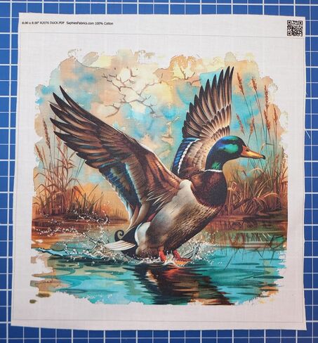 Fabric Panel 8"x8" Mallard Duck 100% Cotton Quilt Square Block R2076 in Kuwait