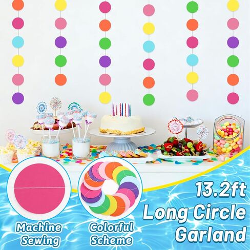 4PCS Pre-Strung Hello Summer Banner, NO DIY Summer Garlands with Sun Sign Popsicle Banner Ice Cream Garland Circle Garland for Fireplace Mantle Office Summer Party Decorations in Kuwait
