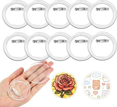 Clear Button Pins Plastic for Crafts - 20 Pack Circle Acrylic Round Button DIY Design, Blank Pins Bulk, Photo Making Kit for Badge Maker DIY Crafts Supplies (2.36 Inch) in Saudi Arabia