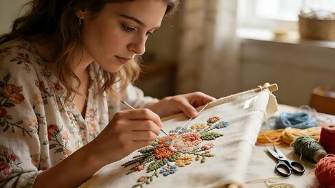 JOJOGIFT Stamped Cross Stitch Kit, Faith Cross with Butterflies and Flowers, Cotton, 8x12 Inches, Pre-Printed Design, Traditional Religious Theme, Complete Set with Thread and Needles (72050) in Kuwait