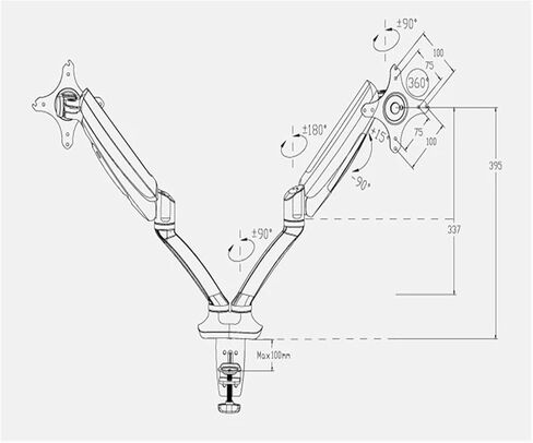 Aluminum alloy desktop 10"-27" dual monitor stand full motion computer mounting arm bearing 1.5-5kg per head DLB502-D in Saudi Arabia