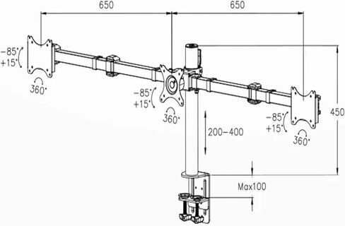 Desktop Clamp Full Motion 10-30 Inch Triple Monitor Stand 360 Degree LED LCD Mounting Arm Bracket 10kg per in Saudi Arabia