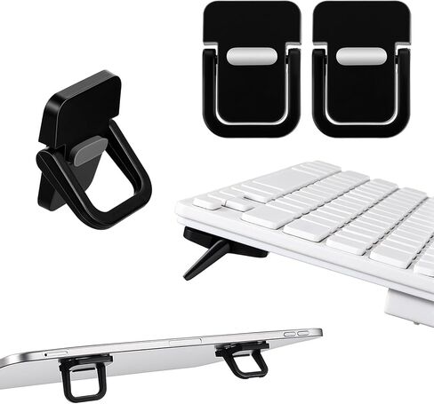 2 PCS Keyboard Stand, Adjustable Black Laptop Riser Portable Mini Keyboard Stand Self-Adhesive Foldable Feet Keyboards Lift for Most Keyboards in Kuwait